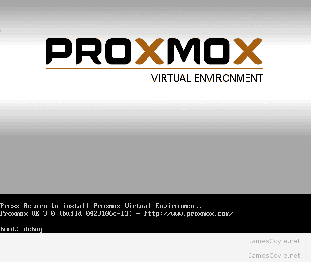 Proxmox boot install screen debug