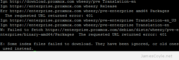Proxmox valid subscription error teminal