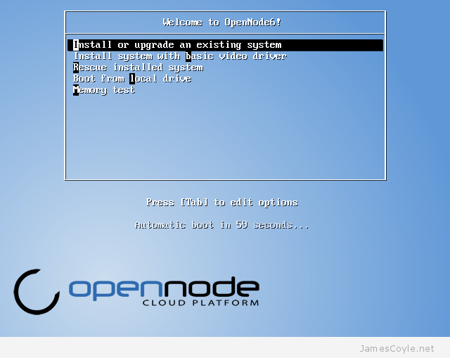 OpenNode Install Screen 1