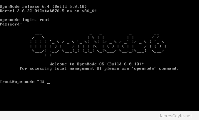 OpenNode Loged in Screen