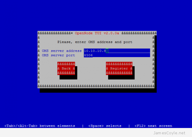 OpenNode TUI OMS register